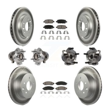 Front Rear Hub Bearing Coated Disc Brake Rotor And Ceramic Pad Kit (10Pc) For Nissan LEAF KBB-120786