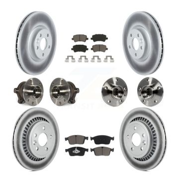 Front Rear Hub Bearings Coated Disc Brake Rotors And Pads Kit (10Pc) For Volvo XC60 AWD KBB-120787