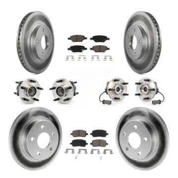 Front Rear Hub Bearing Coated Disc Brake Rotor And Ceramic Pads Kit (10Pc) For Pontiac G5 KBB-120788