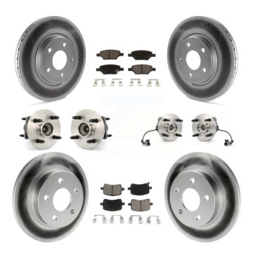 Front Rear Hub Bearing Coated Brake Rotor Pad Kit (10Pc) For Saturn Ion With 4 Lug Wheels KBB-120792