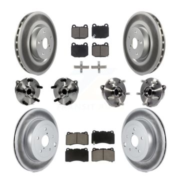 Front Rear Hub Bearing Coated Disc Brake Rotor Pads Kit (10Pc) For Subaru Impreza WRX STI KBB-120795