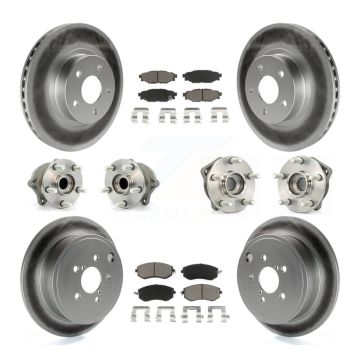 Front Rear Hub Bearings Coated Disc Brake Rotors And Pads Kit (10Pc) For Subaru Impreza KBB-120797