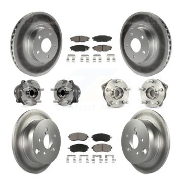 Front Rear Hub Bearings Coated Disc Brake Rotors And Pads Kit (10Pc) For Subaru Impreza KBB-120798