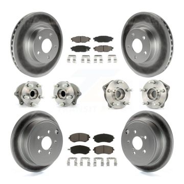 Front Rear Hub Bearings Coated Disc Brake Rotors And Pads Kit (10Pc) For Subaru Impreza KBB-120803
