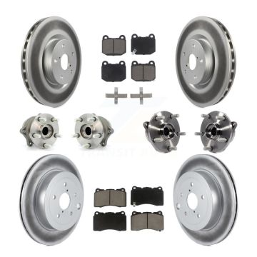 Front Rear Hub Bearing Coated Disc Brake Rotor Pads Kit (10Pc) For Subaru Impreza WRX STI KBB-120804