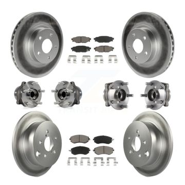 Front Rear Hub Bearings Coated Disc Brake Rotors And Pads Kit (10Pc) For Subaru Impreza KBB-120805