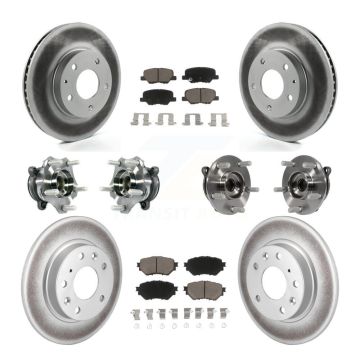 Front Rear Hub Bearings Coated Disc Brake Rotors And Pads Kit (10Pc) For Mazda 3 Sport KBB-120809