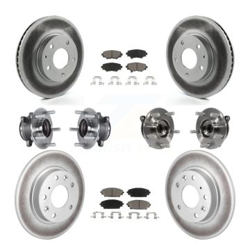 Front Rear Hub Bearings Coated Disc Brake Rotors And Pads Kit (10Pc) For Mazda 3 Sport KBB-120810