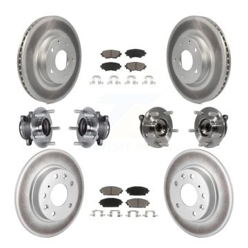 Front Rear Hub Bearings Coated Disc Brake Rotors And Pads Kit (10Pc) For Mazda 3 Sport KBB-120812