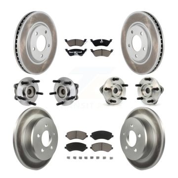 Front Rear Hub Bearings Coated Disc Brake Rotors And Pads Kit (10Pc) For Chrysler Voyager KBB-120817