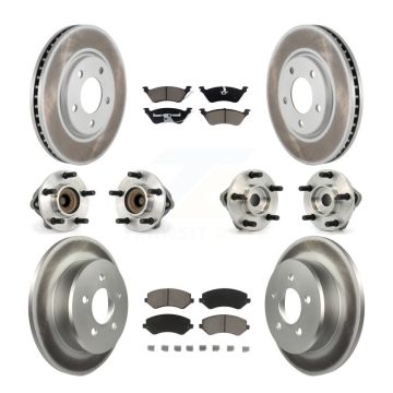 Front Rear Hub Bearing Coated Disc Brake Rotor And Pad Kit (10Pc) For Dodge Grand Caravan KBB-120826