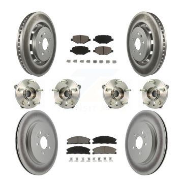 Front Rear Hub Bearing Coated Brake Rotor Pad Kit (10Pc) For Ford Lincoln Flex MKS Taurus KBB-120833