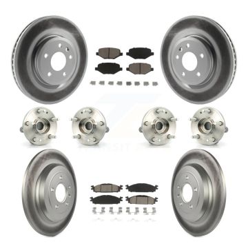 Front Rear Hub Bearings Coated Disc Brake Rotors And Pads Kit (10Pc) For Ford Explorer KBB-120835