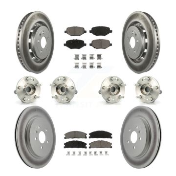 Front Rear Hub Bearings Coated Disc Brake Rotors And Pads Kit (10Pc) For Ford Explorer KBB-120836