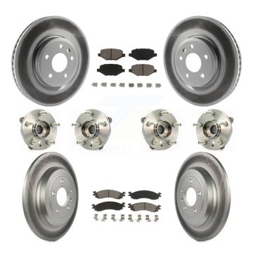 Front Rear Hub Bearing Coated Brake Rotor & Pads Kit (10Pc) For 2010-2012 Ford Taurus SHO KBB-120838
