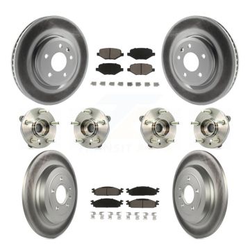 Front Rear Hub Bearing Coated Disc Brake Rotor & Pad Kit (10Pc) For 2009-2010 Lincoln MKS KBB-120839