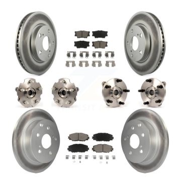 Front Rear Hub Bearing Coated Disc Brake Rotor And Ceramic Pad Kit (10Pc) For Toyota RAV4 KBB-120842