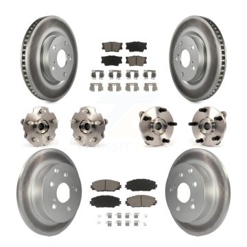 Front Rear Hub Bearing Coated Disc Brake Rotor And Ceramic Pad Kit (10Pc) For Toyota RAV4 KBB-120844