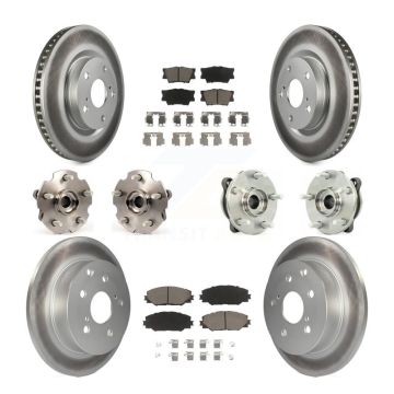 Front Rear Hub Bearing Coated Disc Brake Rotor And Ceramic Pad Kit (10Pc) For Toyota RAV4 KBB-120846