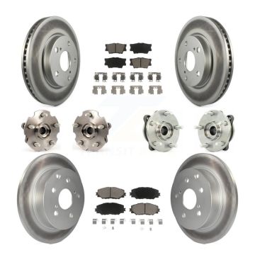Front Rear Hub Bearing Coat Brake Rotor Pads Kit (10Pc) For 13-18 Toyota RAV4 LE with AWD KBB-120848