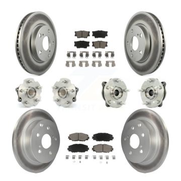 Front Rear Hub Bearing Coat Brake Rotor Pads Kit (10Pc) For 13-18 Toyota RAV4 LE with FWD KBB-120849