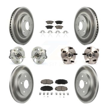 Front Rear Hub Bearing Coated Disc Brake Rotor And Pads Kit (10Pc) For 2008-2015 Scion xB KBB-120850
