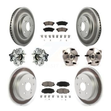 Front Rear Hub Bearing Coated Brake Rotor And Pad Kit (10Pc) For 2012-2018 Toyota Prius V KBB-120851