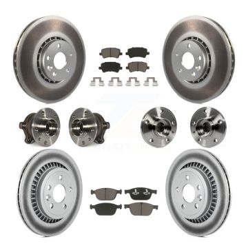 Front Rear Hub Bearing Coated Brake Rotor And Pad Kit (10Pc) For 2010-2015 Volvo XC60 AWD KBB-120860