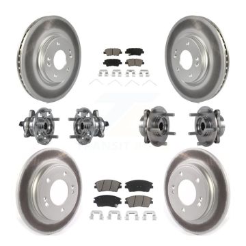 Front Rear Hub Bearing Coat Brake Rotor Pad Kit (10Pc) For 2017-2020 Hyundai Elantra 1.6L KBB-120861