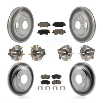 Front Rear Hub Bearing Coated Disc Brake Rotor And Ceramic Pads Kit (10Pc) For Kia Optima KBB-120862
