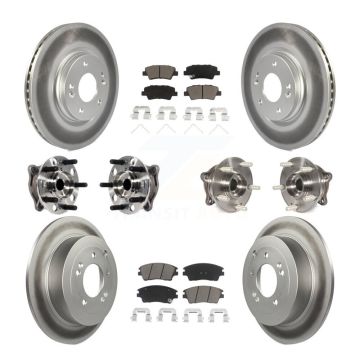Front Rear Hub Bearing Coated Brake Rotor Pads Kit (10Pc) For Hyundai Tucson Kia Sportage KBB-120864
