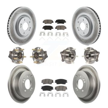 Front Rear Hub Bearings Coated Disc Brake Rotors And Pads Kit (10Pc) For Kia Sportage KBB-120865