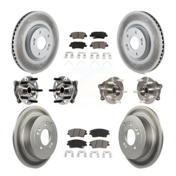 Front Rear Hub Bearings Coated Disc Brake Rotors And Pads Kit (10Pc) For Kia Sportage KBB-120866