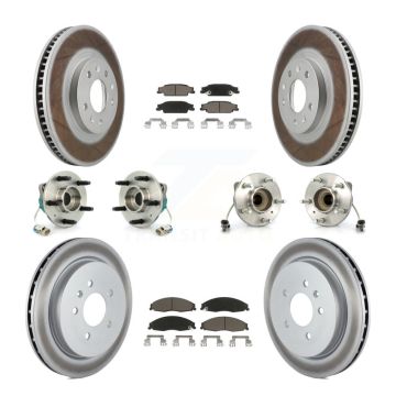 Front Rear Hub Bearings Coated Disc Brake Rotors And Pads Kit (10Pc) For Cadillac CTS KBB-120877