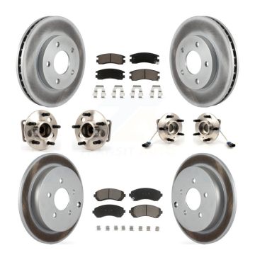 Front Rear Hub Bearings Coated Disc Brake Rotors And Pads Kit (10Pc) For Pontiac Aztek KBB-120878