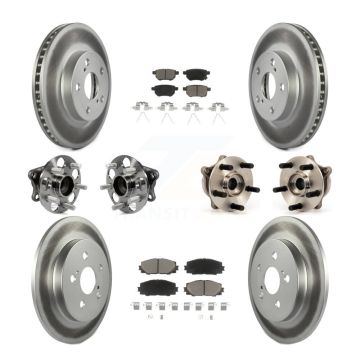 Front Rear Hub Bearing Coated Disc Brake Rotor & Pads Kit (10Pc) For Toyota Prius Plug-In KBB-120885