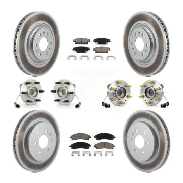 Front Rear Hub Bearings Coated Disc Brake Rotors And Pads Kit (10Pc) For Cadillac SRX AWD KBB-120893