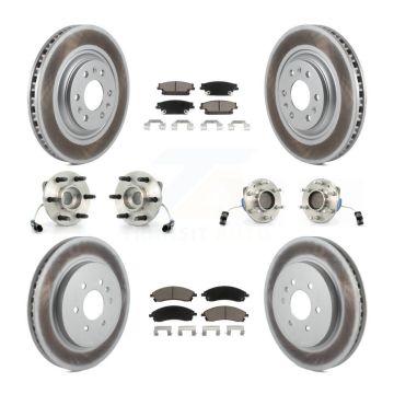 Front Rear Hub Bearings Coated Disc Brake Rotors And Pads Kit (10Pc) For Cadillac SRX RWD KBB-120894