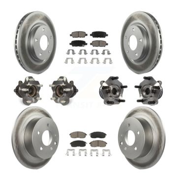 Front Rear Hub Bearings Coated Disc Brake Rotors And Pads Kit (10Pc) For Nissan Sentra KBB-120898