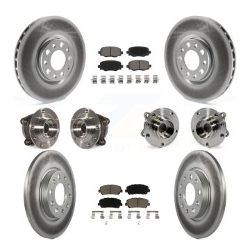 Front Rear Hub Bearing Coated Brake Rotor & Pad Kit (10Pc) For 2015-2017 Chrysler 200 AWD KBB-120902