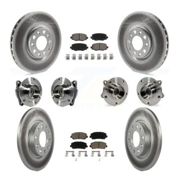 Front Rear Hub Bearing Coated Brake Rotor & Pad Kit (10Pc) For 2015-2017 Chrysler 200 FWD KBB-120903