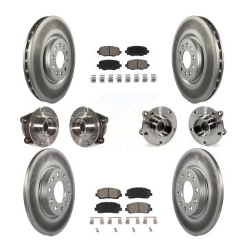 Front Rear Hub Bearing Coated Brake Rotor & Pad Kit (10Pc) For 2015-2017 Chrysler 200 AWD KBB-120904