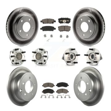 Front Rear Hub Bearing Coat Brake Rotor Pad Kit (10Pc) For Dodge Caliber SXT with Non-ABS KBB-120916
