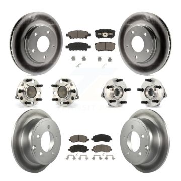 Front Rear Hub Bearings Coated Disc Brake Rotors And Pads Kit (10Pc) For Dodge Caliber KBB-120917