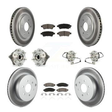 Front Rear Hub Bearing Coated Disc Brake Rotors And Pads Kit (10Pc) For Nissan Pathfinder KBB-120930
