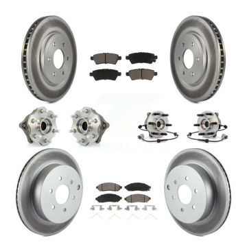 Front Rear Hub Bearing Coated Disc Brake Rotors And Pads Kit (10Pc) For Nissan Pathfinder KBB-120931