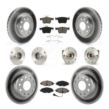 Front Rear Hub Bearing Coated Brake Rotor Pads Kit (10Pc) For 2015-2019 Volkswagen e-Golf KBB-120932