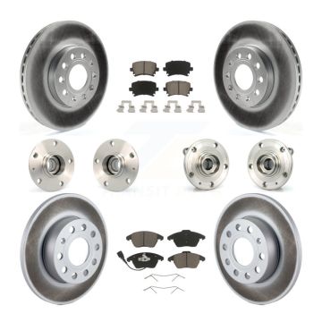 Front Rear Hub Bearing Coated Disc Brake Rotors And Pads Kit (10Pc) For Volkswagen Rabbit KBB-120933