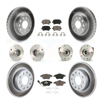 Front Rear Hub Bearing Coated Disc Brake Rotors And Pads Kit (10Pc) For Volkswagen Rabbit KBB-120934