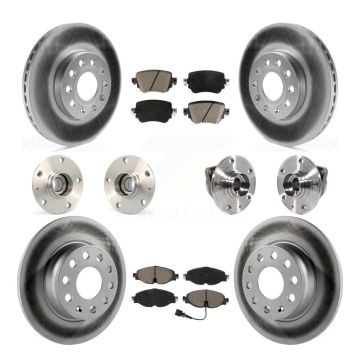 Front Rear Hub Bearing Coated Brake Rotor & Pad Kit (10Pc) For Volkswagen Golf SportWagen KBB-120935